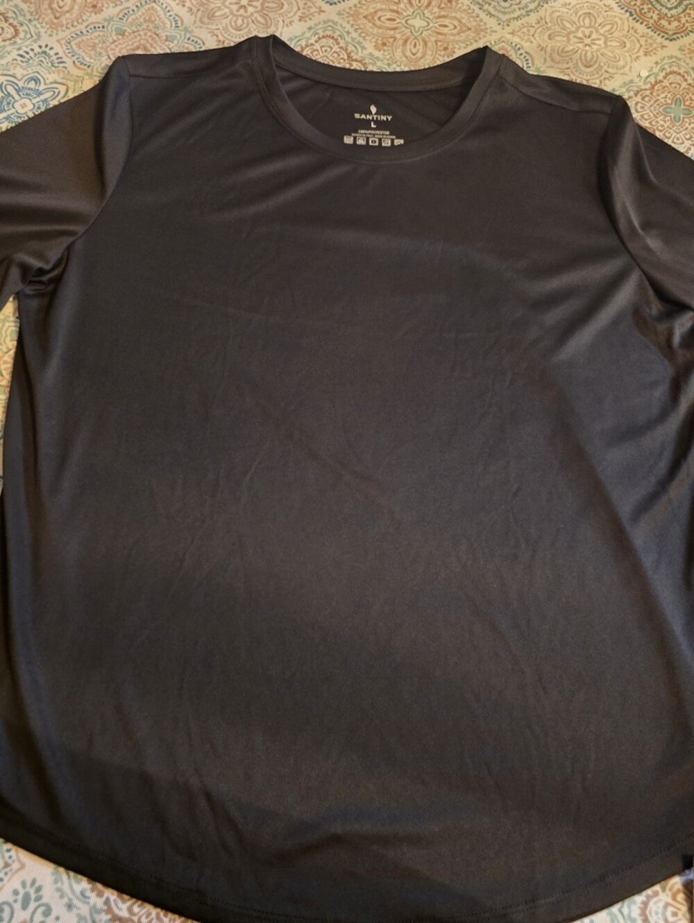 Santiny Black Long Sleeve Athletic Top Size L NWT
